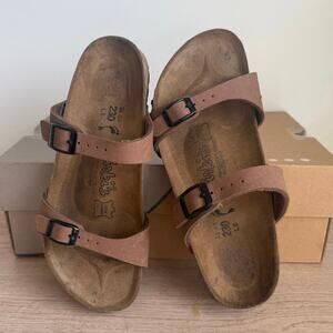 Birkenstock Birki's 230 Original Fussbett Brown Two Strap Women Sandals- SZ 5